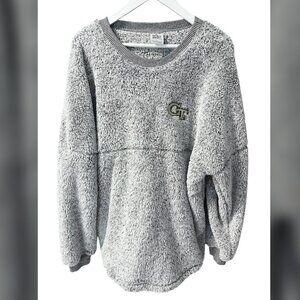 Georgia Tech Gray Teddy Sherpa Pullover Sweatshirt Adult size L